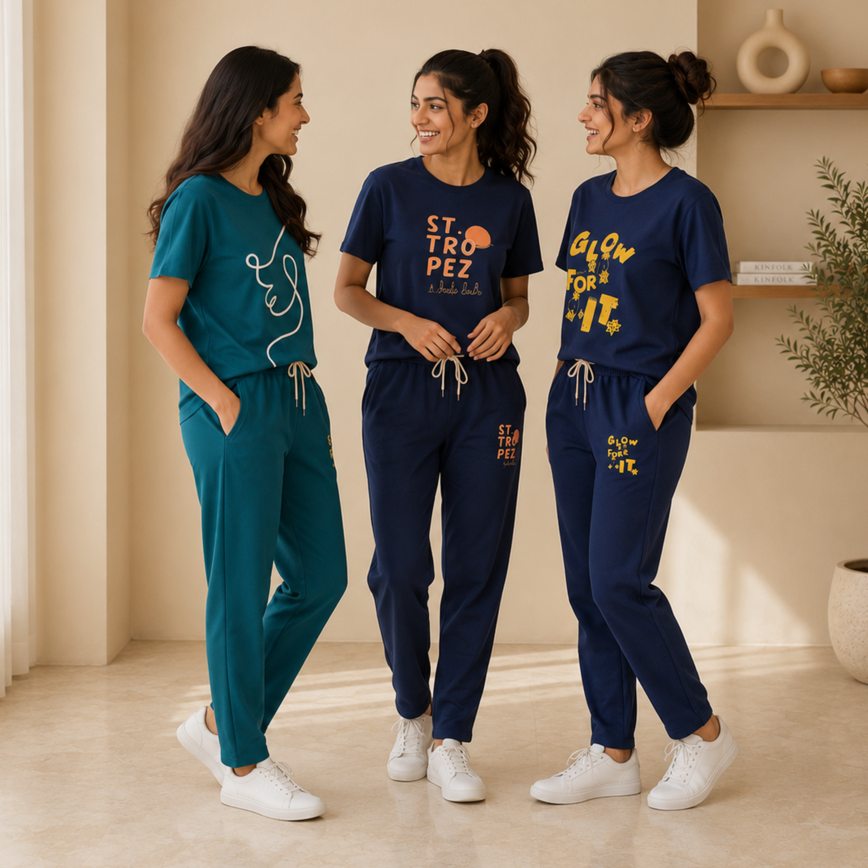 3 Women Cotton T-Shirt + Trouser (N-4)