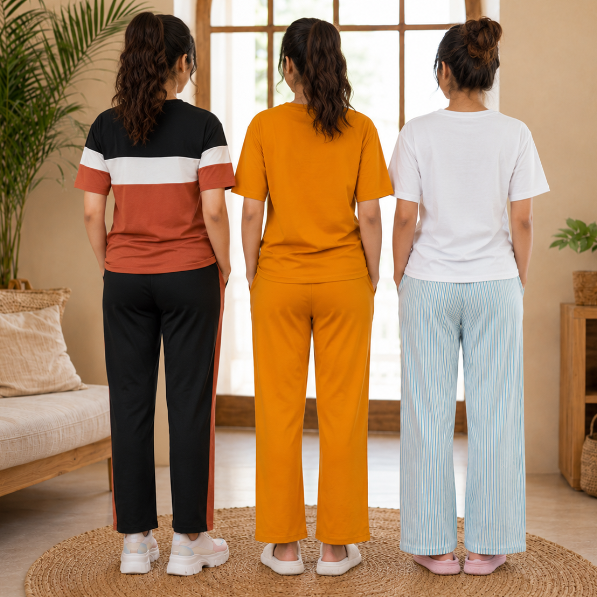 3 Cotton T-Shirt + Trouser Set (T-4)
