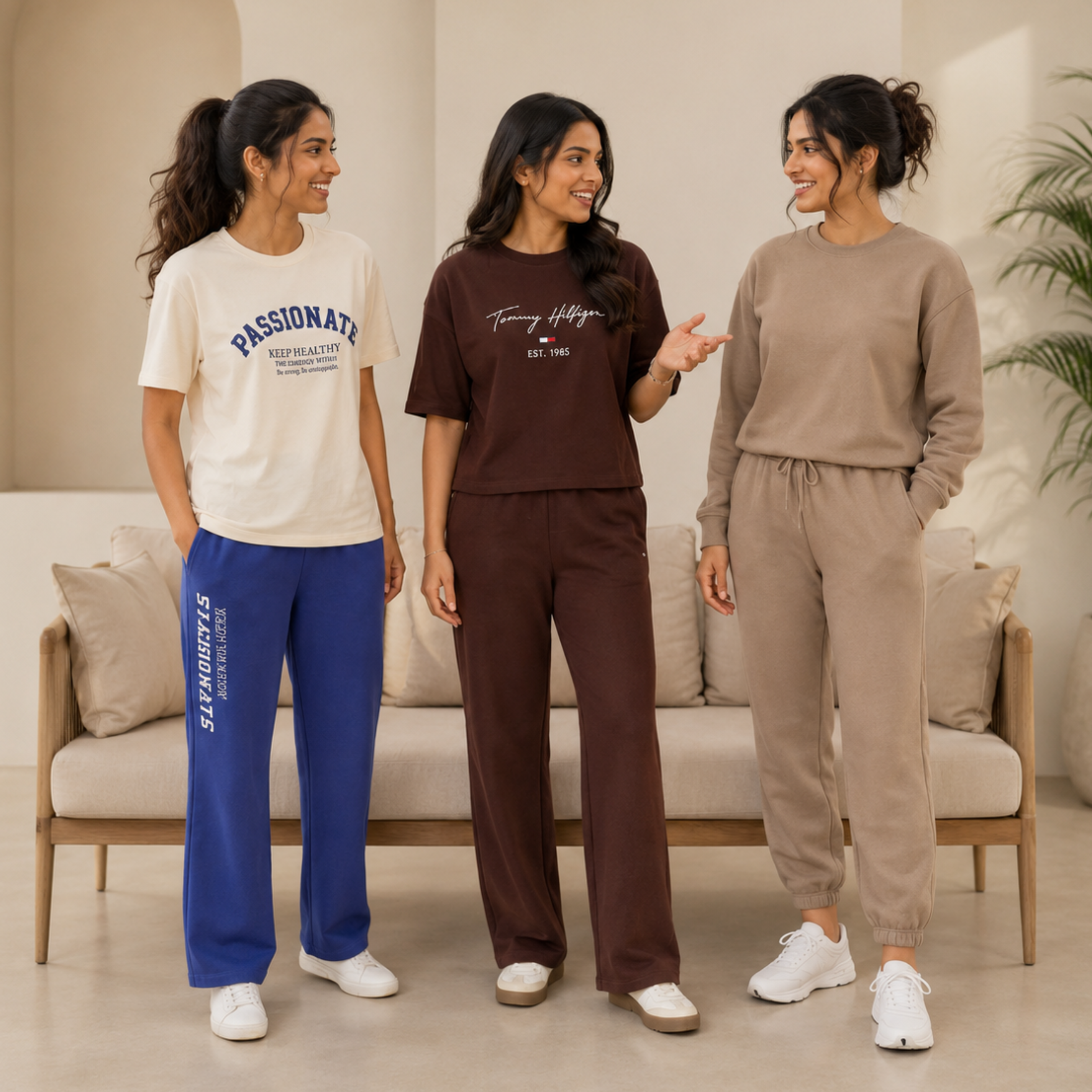 3 Women Cotton T-Shirt + Trouser (N-5)