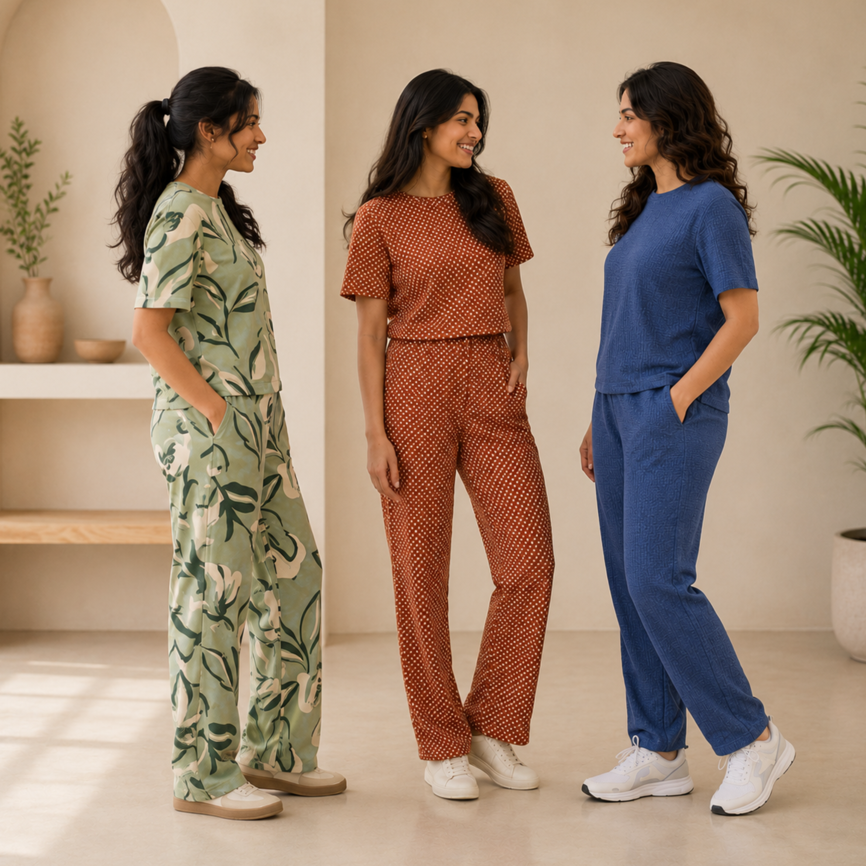 3 Women Cotton T-Shirt + Trouser (N-6)