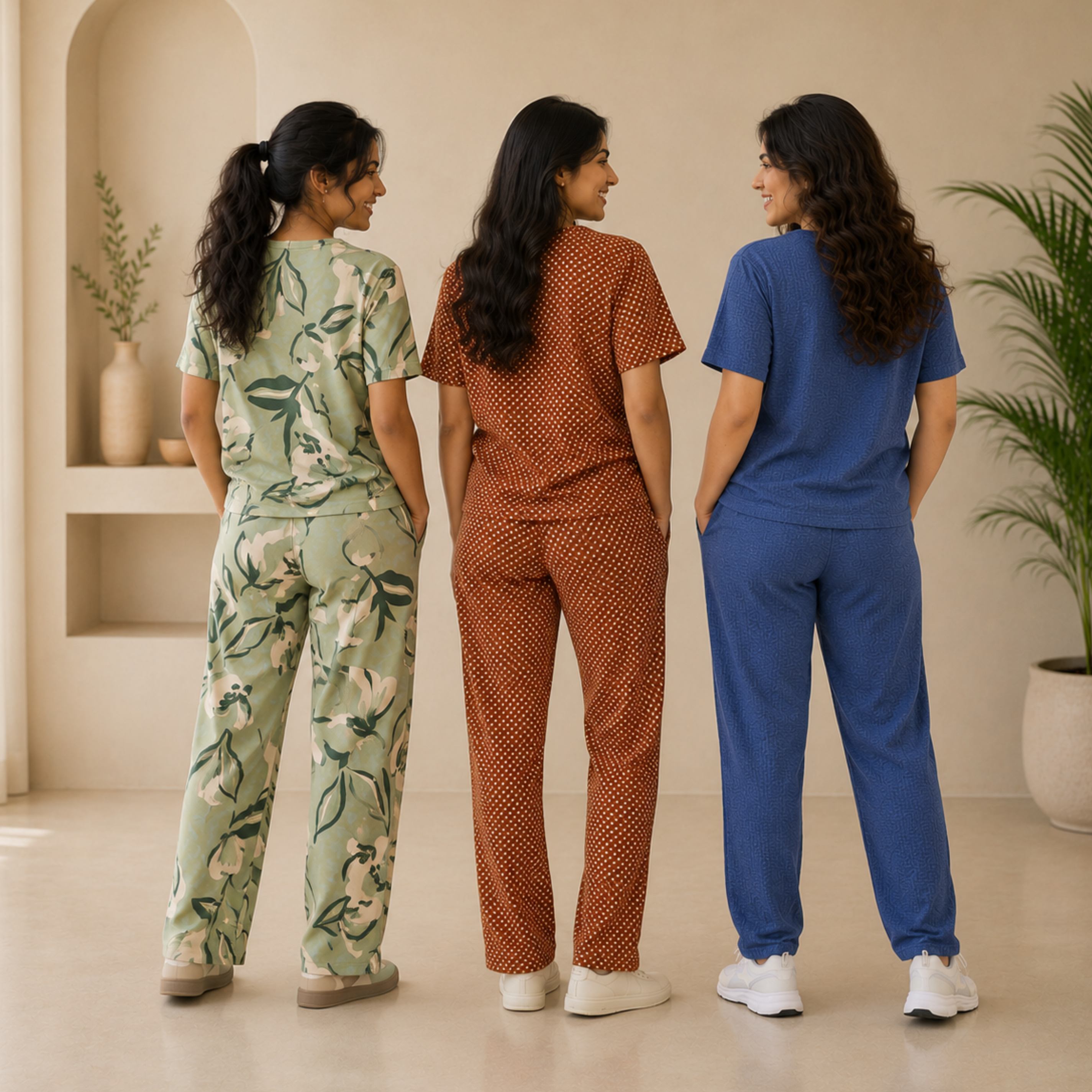 3 Women Cotton T-Shirt + Trouser (N-6)