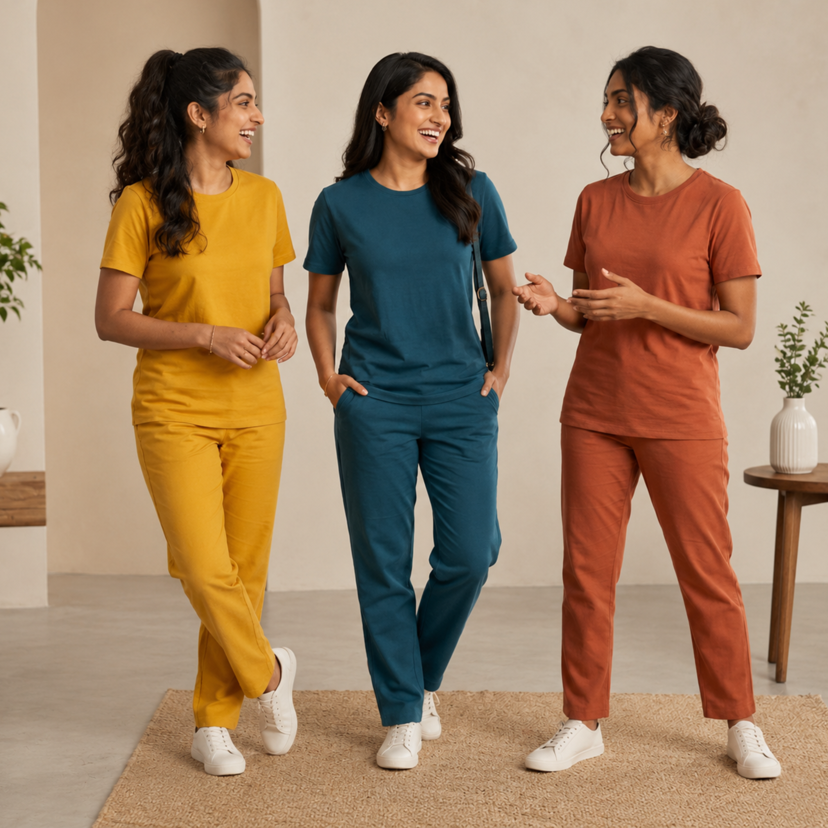 3 Women Cotton T-Shirt + Trouser (N-1)
