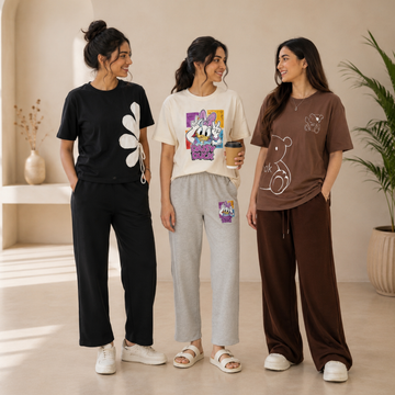 3 Women Cotton T-Shirt + Trouser (N-8)