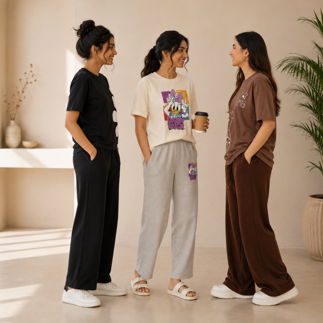 3 Women Cotton T-Shirt + Trouser (N-8)