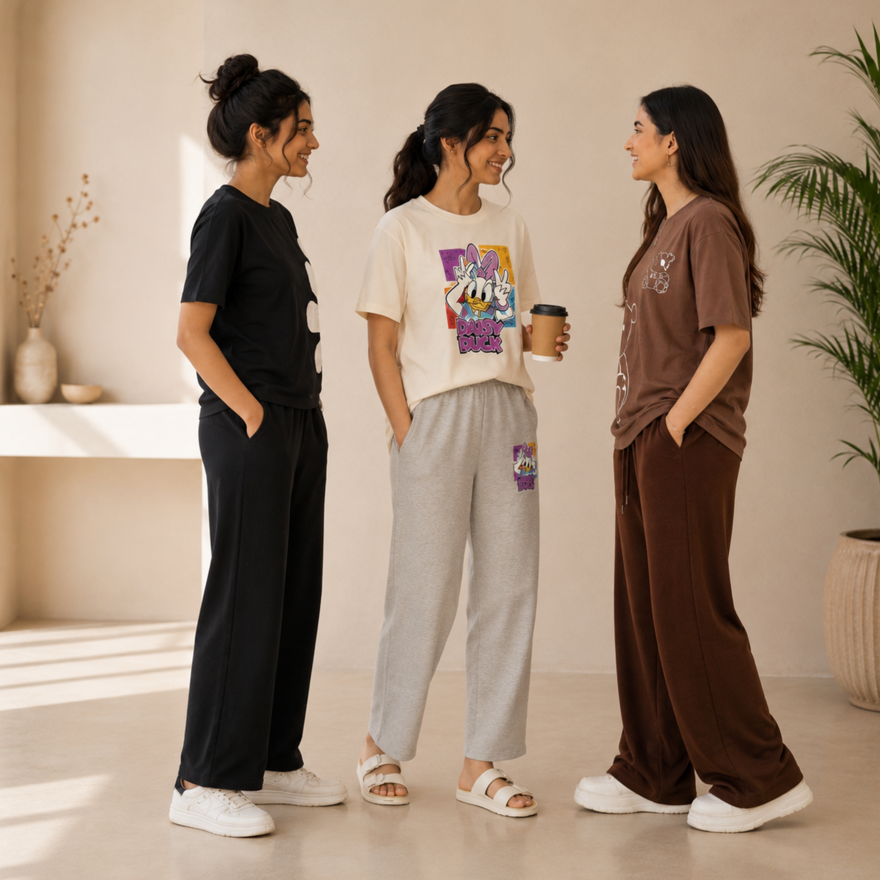 3 Women Cotton T-Shirt + Trouser (N-8)