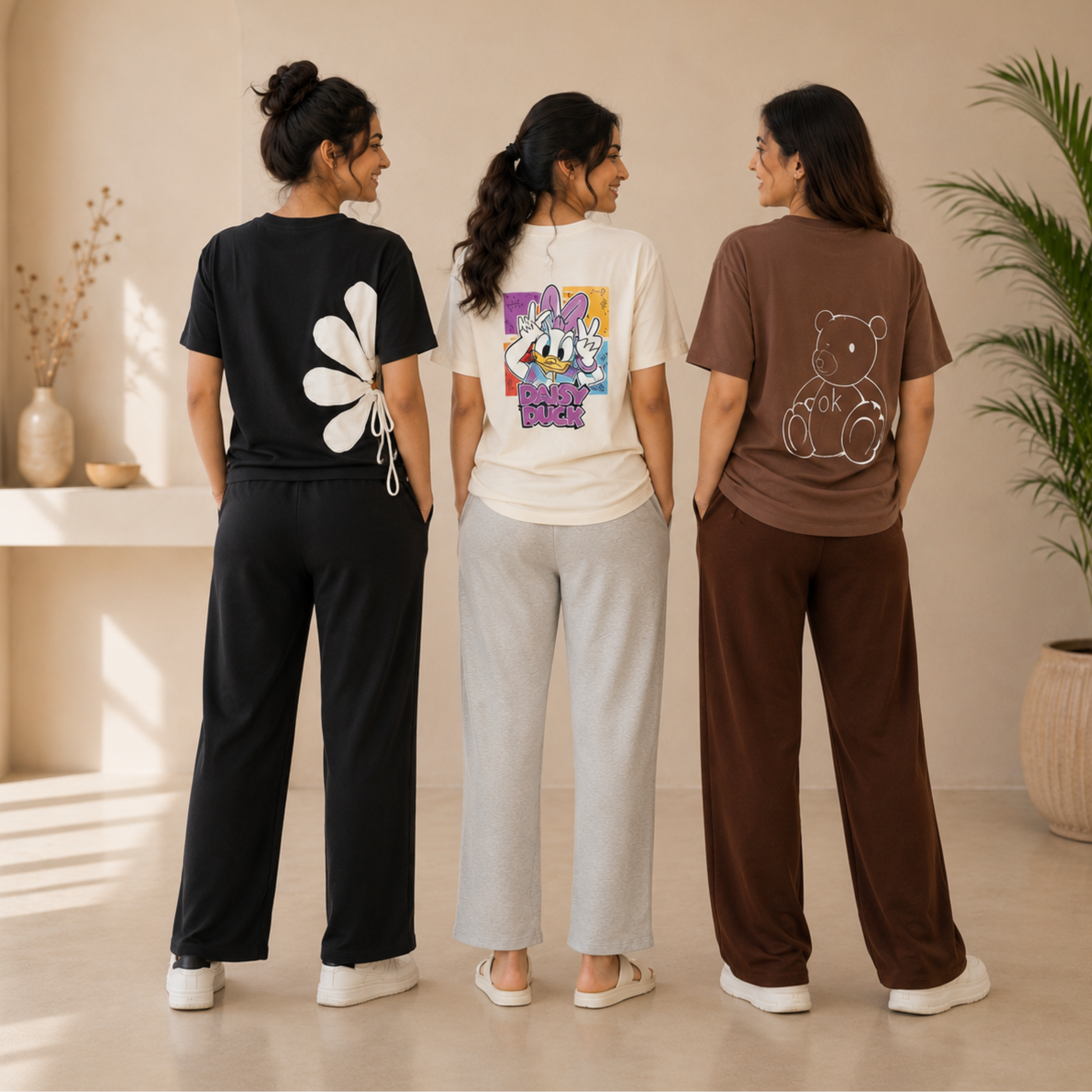 3 Women Cotton T-Shirt + Trouser (N-8)