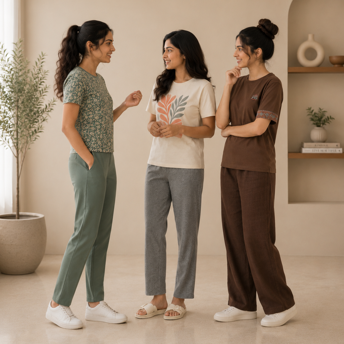 3 Women Cotton T-Shirt + Trouser (N-9)