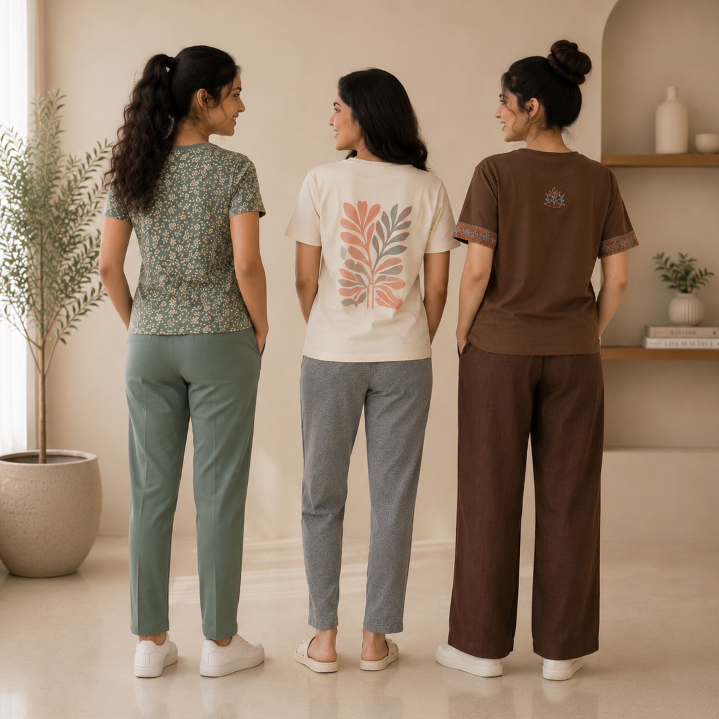 3 Women Cotton T-Shirt + Trouser (N-9)