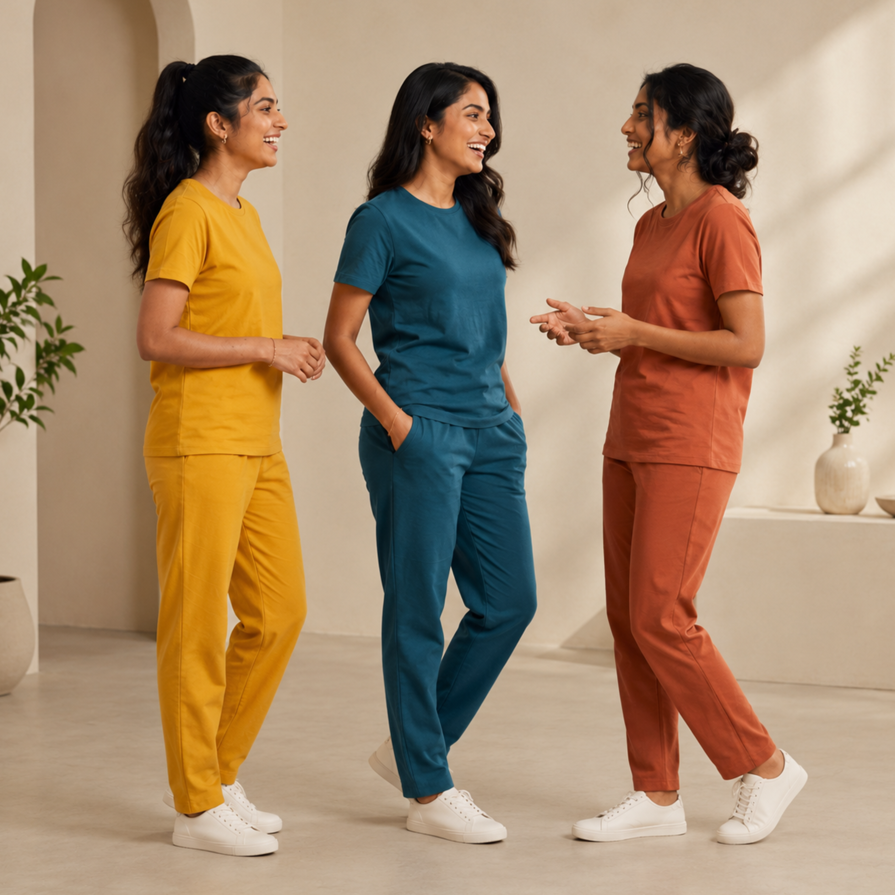 3 Women Cotton T-Shirt + Trouser (N-1)