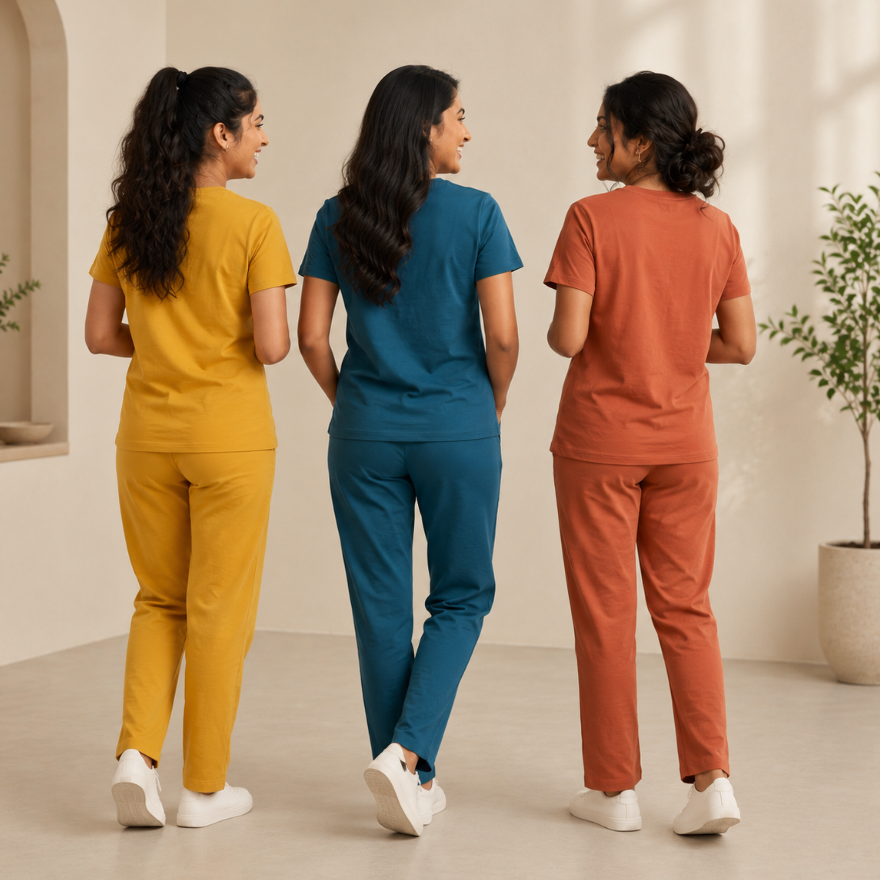3 Women Cotton T-Shirt + Trouser (N-1)