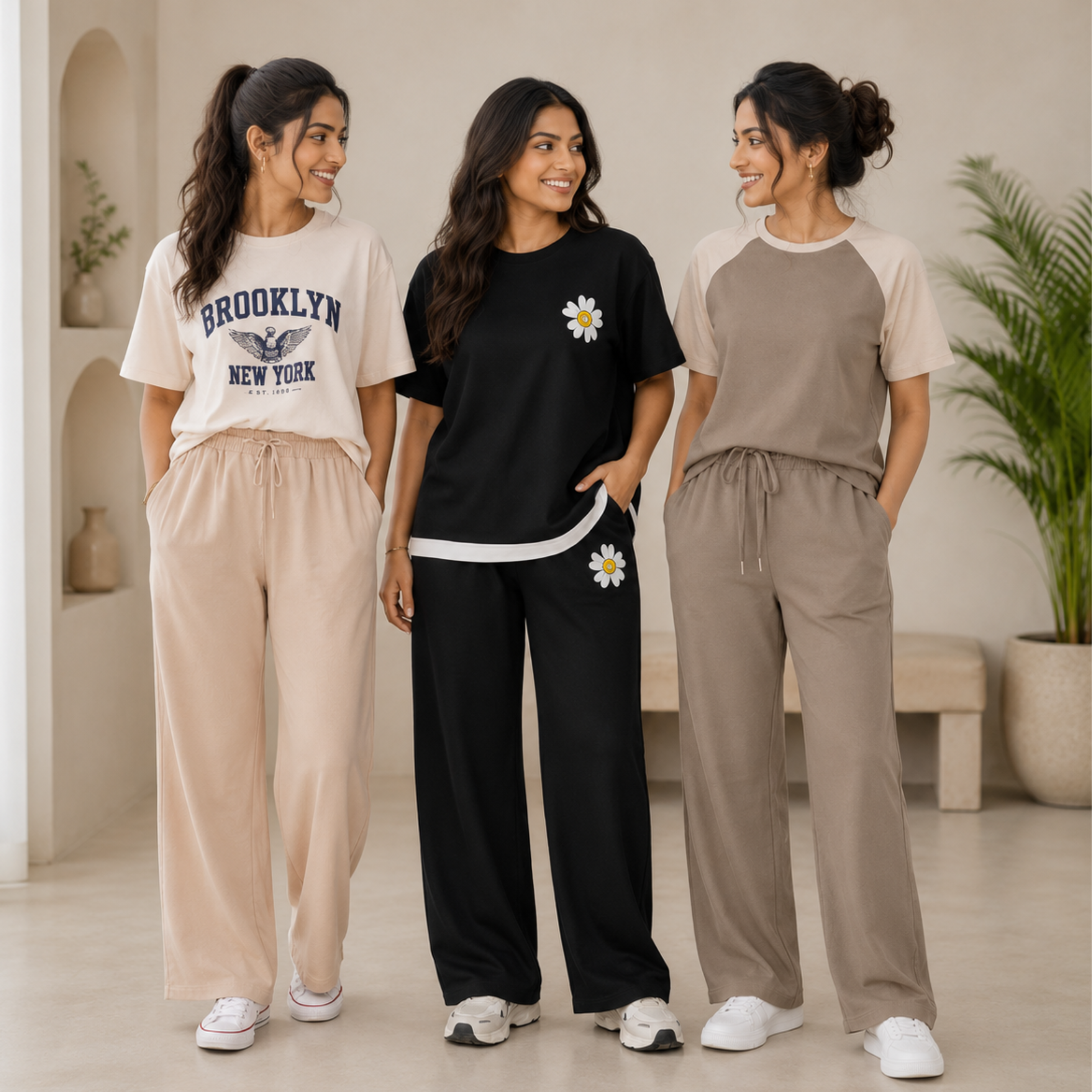 3 Women Cotton T-Shirt + Trouser (N-2)