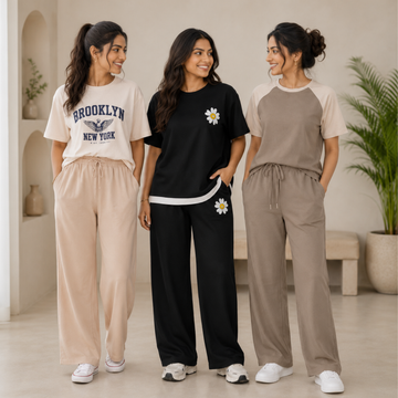 3 Women Cotton T-Shirt + Trouser (N-2)