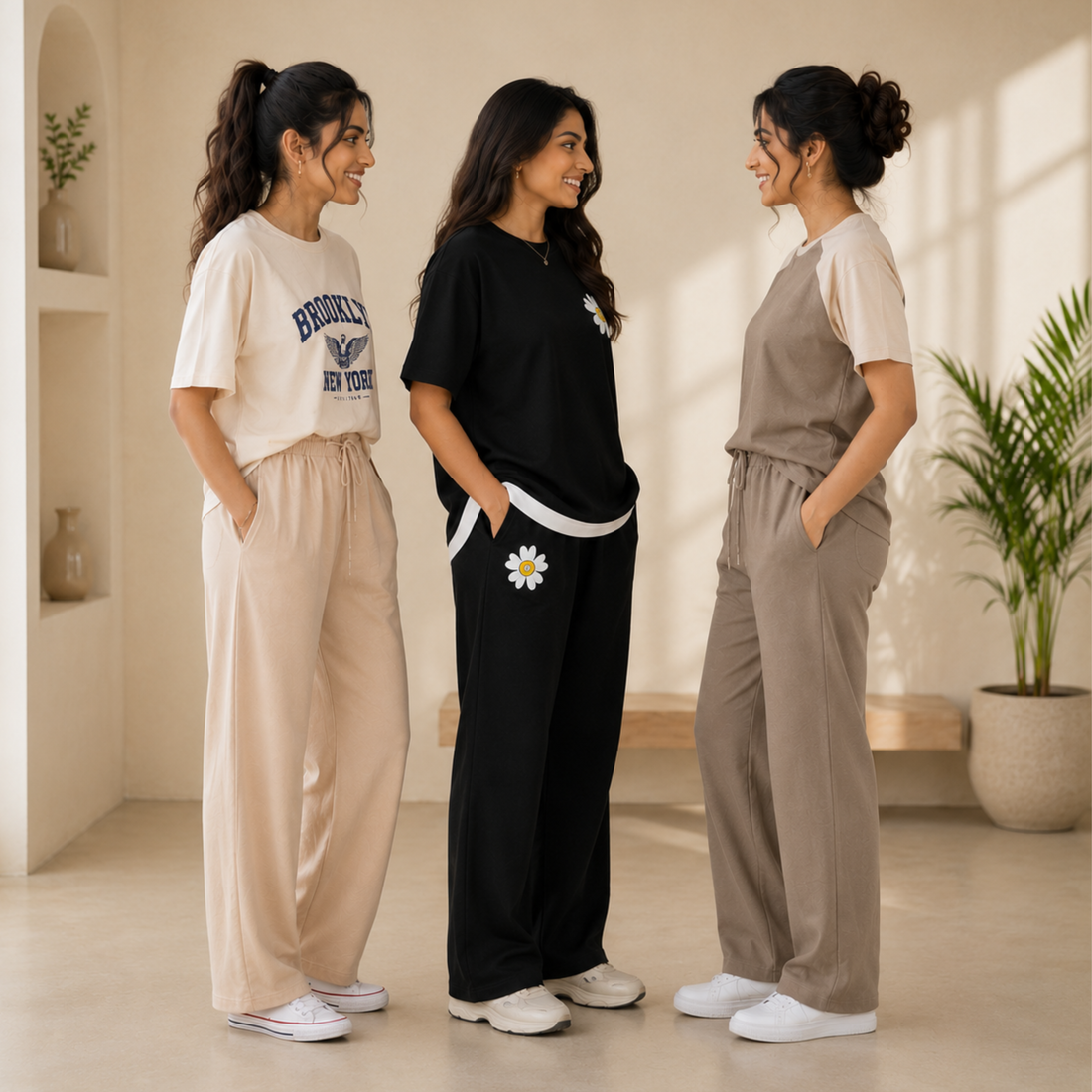 3 Women Cotton T-Shirt + Trouser (N-2)