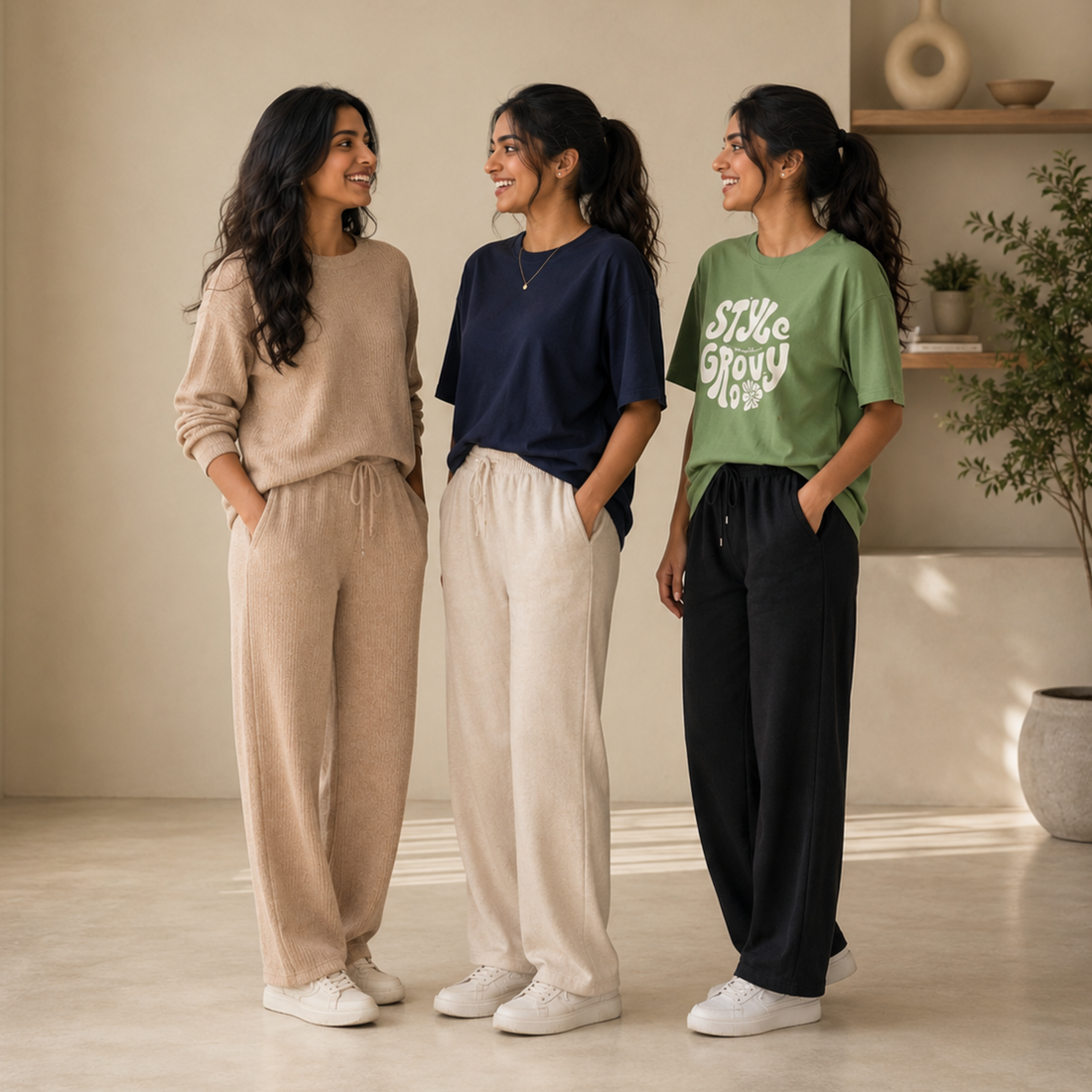 3 Women Cotton T-Shirt + Trouser (N-3)