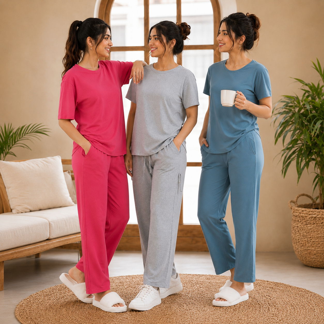 3 Cotton T-Shirt + Trouser Set (T-3)