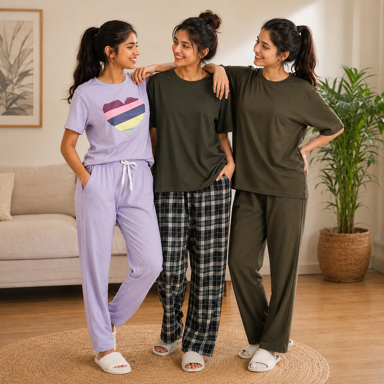 3 Cotton T-Shirt + Trouser Set (T-9)