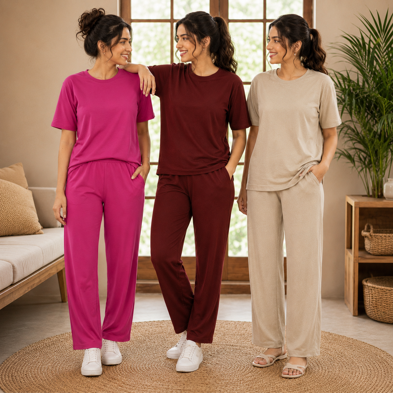3 Cotton T-Shirt + Trouser Set (T-10)