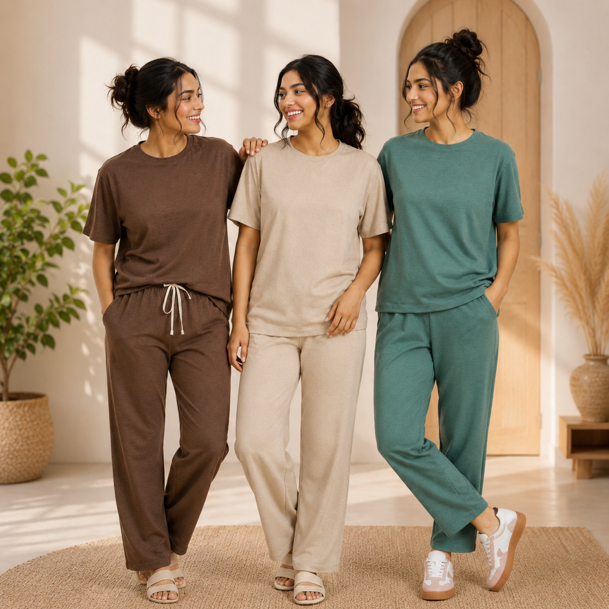 3 Cotton T-Shirt + Trouser Set (T-1)