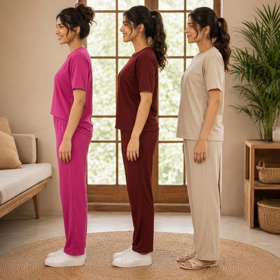3 Cotton T-Shirt + Trouser Set (T-10)